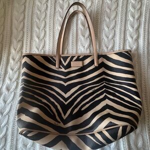 Coach Zebra Print Tote in Black and Tan